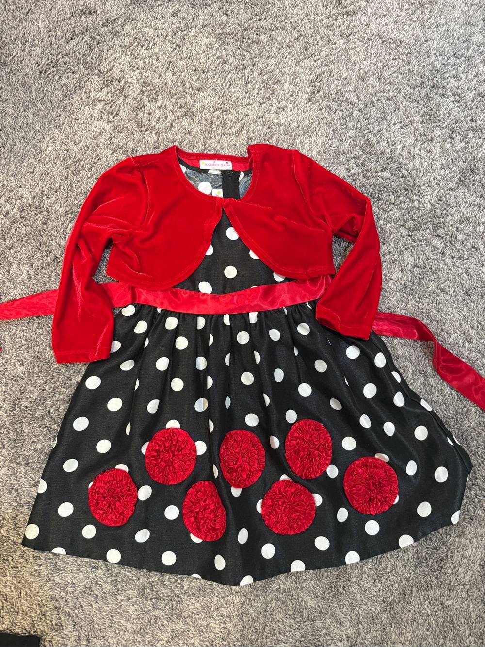 Ashley Ann Black and Red Polka Dot Party Dress